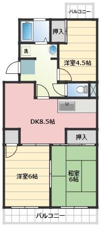 サンコーポ小林(3LDK/4階)の間取り写真