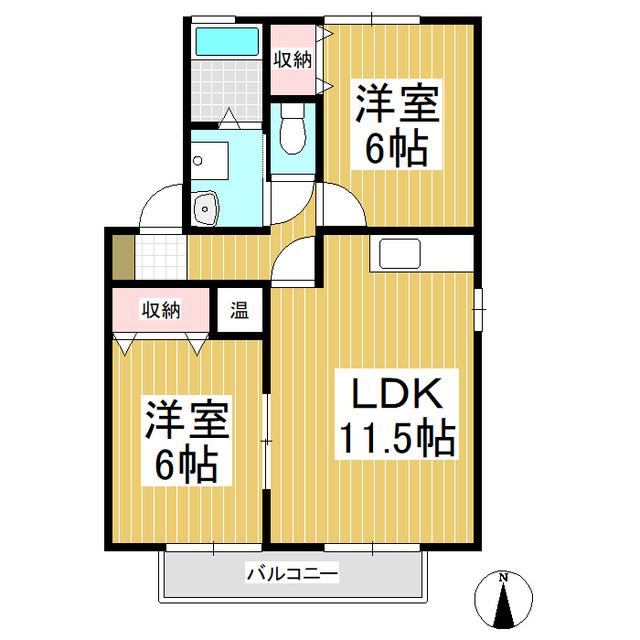 セジュール沖B(2LDK/2階)の間取り写真