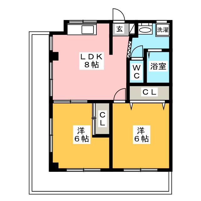 グレースハイム(2LDK/3階)の間取り写真