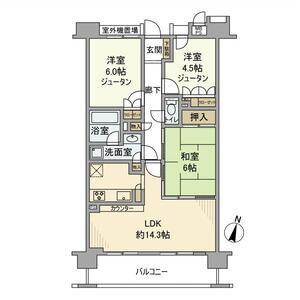 ライオンズプラザ平塚見附町(3LDK/5階)の間取り写真