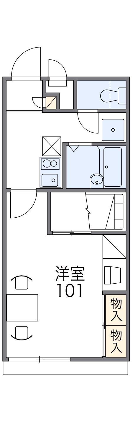 レオパレスひだまり(1K/2階)の間取り写真