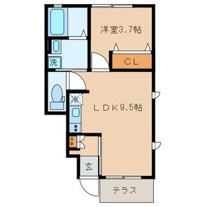 フェリオひばりが丘2(1LDK/1階)の間取り写真