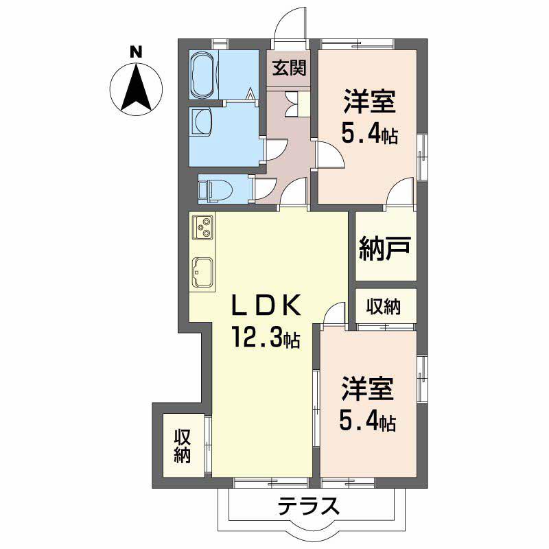 フレグランス六甲北C(3DK/1階)の間取り写真
