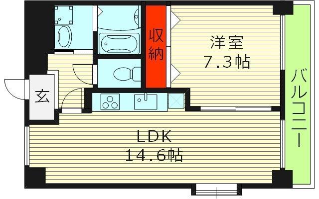 DOLCE VITA(1LDK/6階)の間取り写真