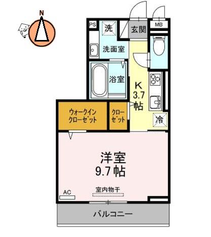 アイリーブ南佐古(1K/1階)の間取り写真