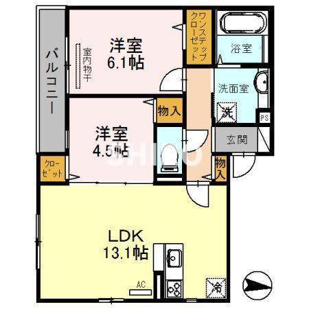 AUREA(2LDK/3階)の間取り写真