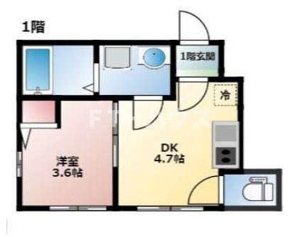 ベレガンス船橋(1DK/1階)の間取り写真