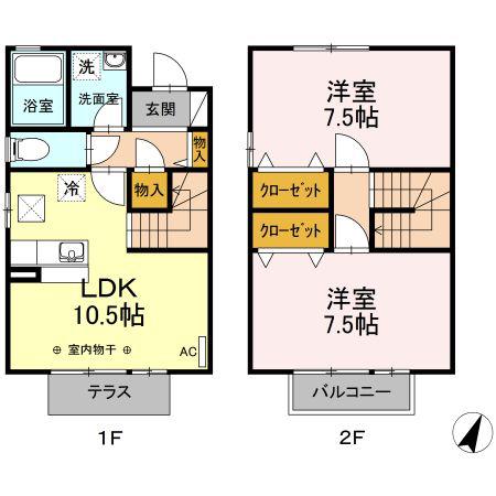 ネオ ガーデン B(2LDK/1階)の間取り写真