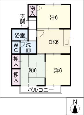 セジュール上市場(3DK/1階)の間取り写真