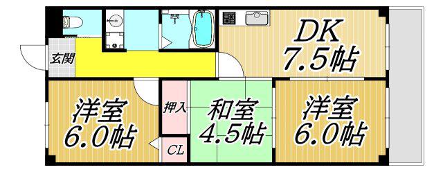 AMITY(3DK/3階)の間取り写真