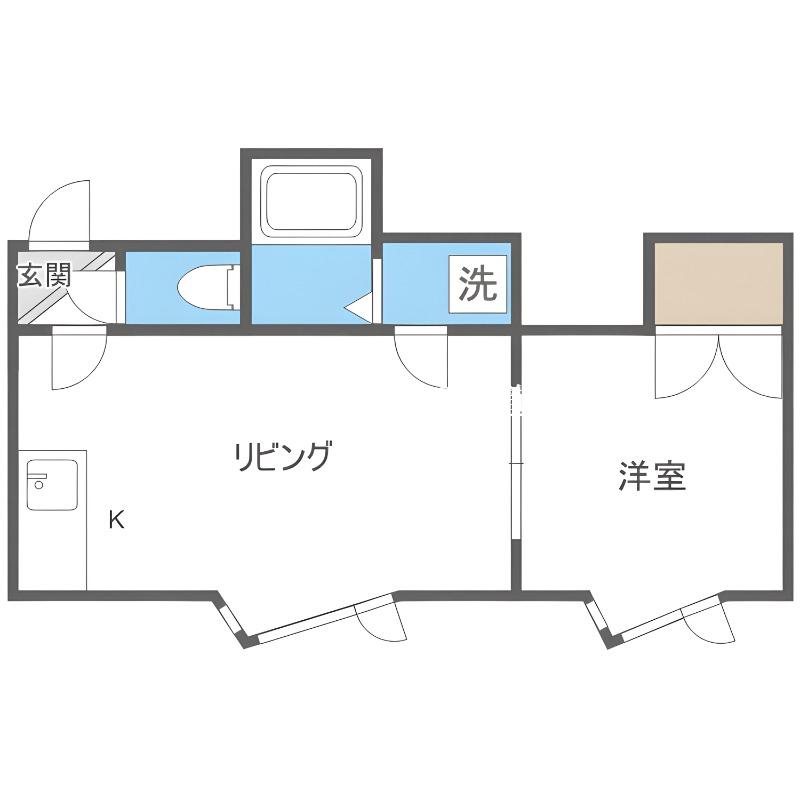 LUNA環状東(1DK/2階)の間取り写真