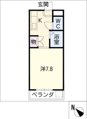 サンローヤル(1K/3階)の間取り写真