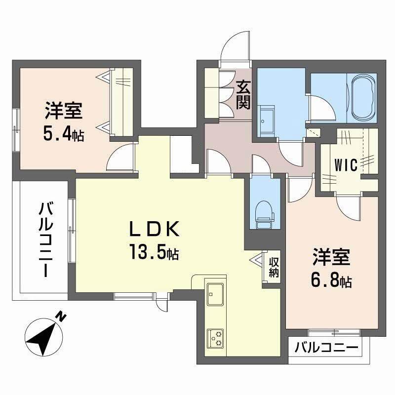 カーサ ジリオ(2LDK/3階)の間取り写真
