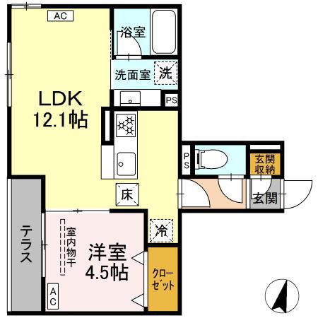 アルベート湘南台(1LDK/1階)の間取り写真