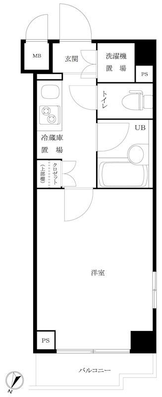 ルーブル武蔵小杉弐番館(1K/2階)の間取り写真