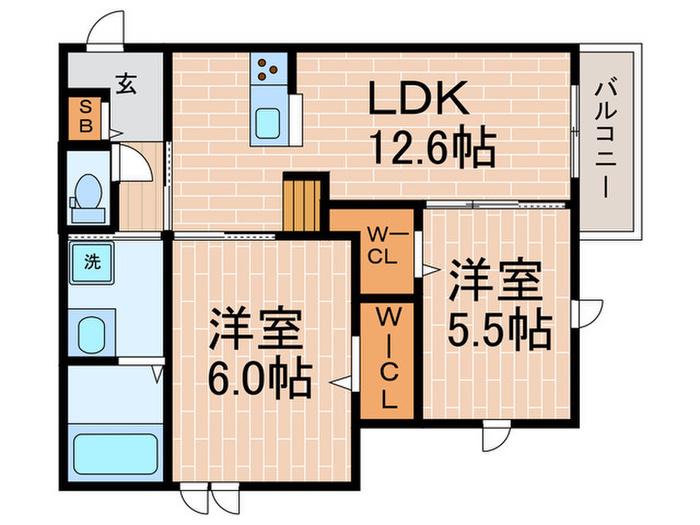 グラン シャルムローズ(2LDK/1階)の間取り写真