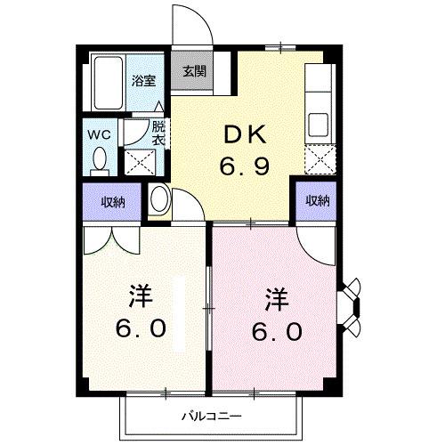 タンポポハウス池尾(2DK/1階)の間取り写真