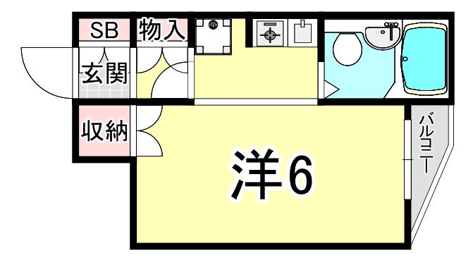 エレガンシア千鳥が丘(ワンルーム/2階)の間取り写真