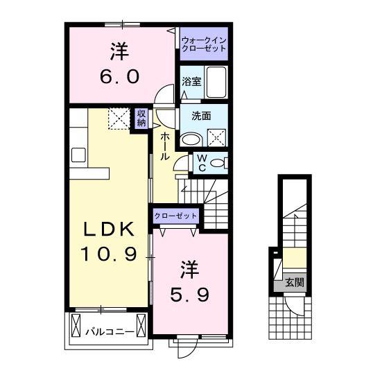 LATOURKAIZAWA V(2LDK/2階)の間取り写真