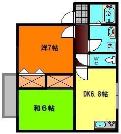 セジュールウィズA(2DK/1階)の間取り写真