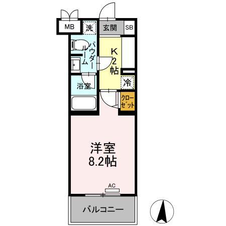 ファンディ平塚(1K/7階)の間取り写真