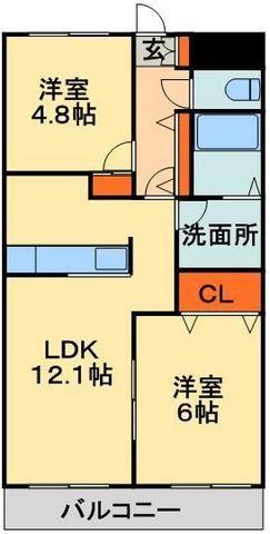 パールハイツ蘇我1(2LDK/2階)の間取り写真