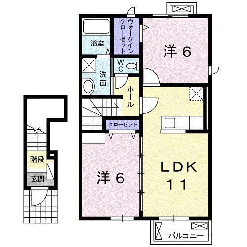 パンセリノス(2LDK/2階)の間取り写真