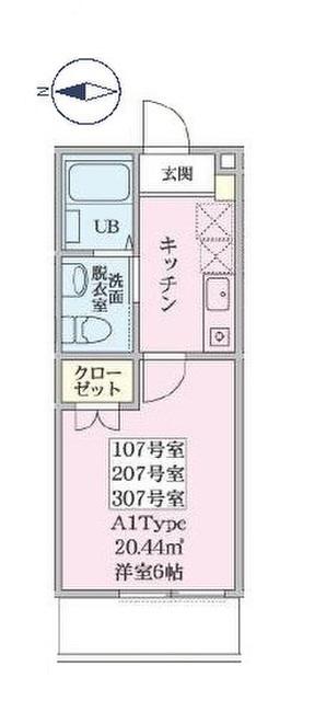 グリーンリーフNEW白楽(1K/3階)の間取り写真