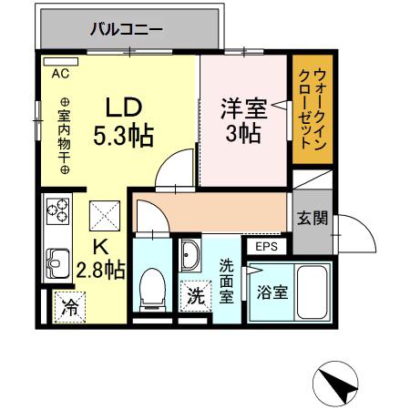 カルミア(1LDK/1階)の間取り写真
