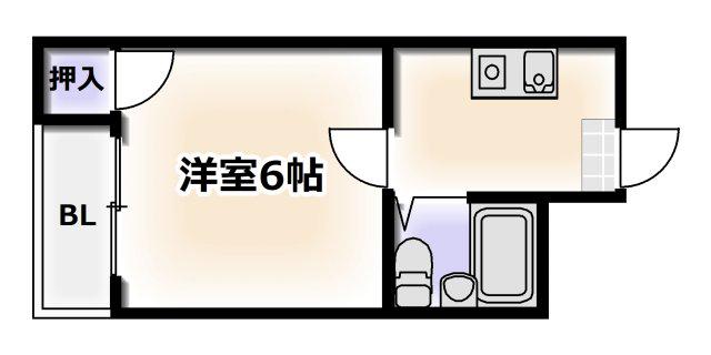 ロイヤルヴィラあべの(1K/5階)の間取り写真
