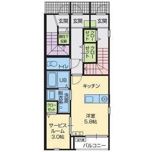 いわて銀河鉄道線 厨川駅 徒歩18分 3階建 築10年(1DK/1階)の間取り写真