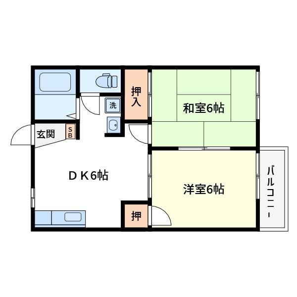 ニューハイツ小岩(2DK/1階)の間取り写真
