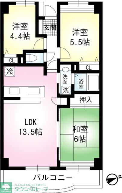 シャトル清水(3LDK/5階)の間取り写真