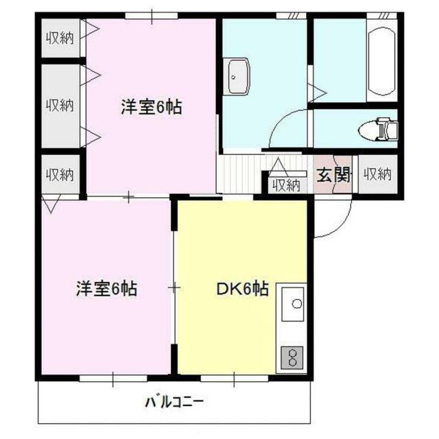 秋山ハイツ鴻巣A(2DK/2階)の間取り写真