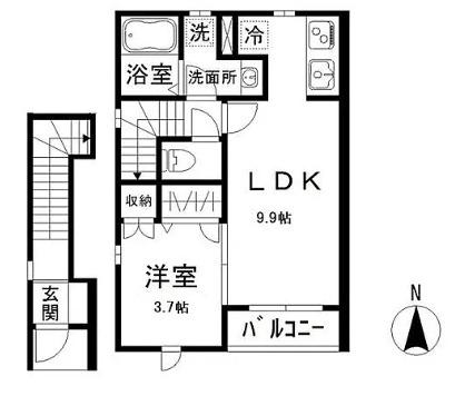 モモハウス(1LDK/2階)の間取り写真