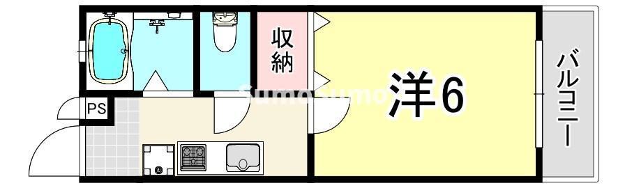 ヴィラ汐町A棟(1K/2階)の間取り写真