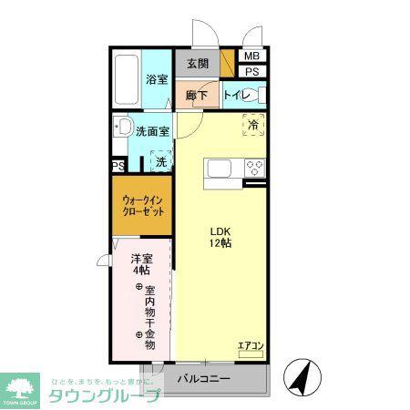 ロイジェントパークスレイクタウンG(1LDK/3階)の間取り写真