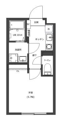 LOTSO亀有(1K/5階)の間取り写真