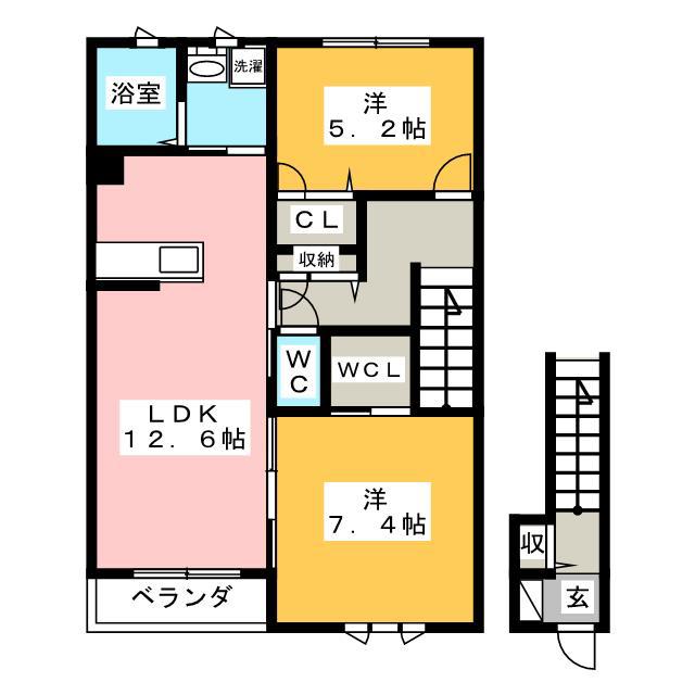 VILLA HOT(2LDK/2階)の間取り写真