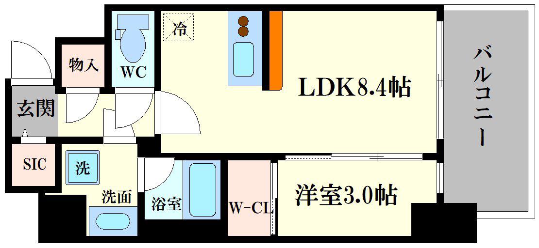 エスリードレジデンス大阪天王寺(1LDK/5階)の間取り写真