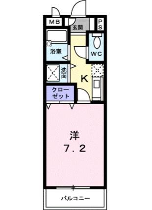 コスモハイツ(1K/2階)の間取り写真