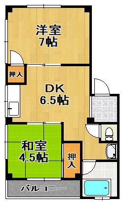中井マンション(2DK/4階)の間取り写真