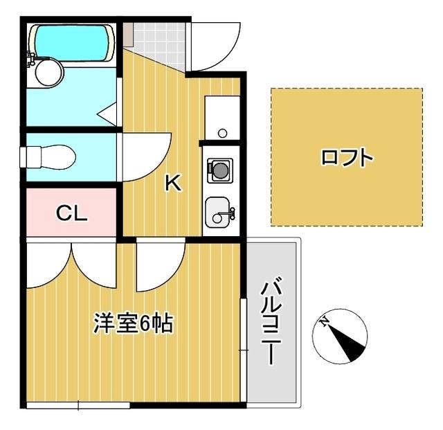 クレストII(1K/2階)の間取り写真