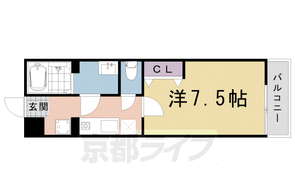 INLEGNO円町(1K/3階)の間取り写真