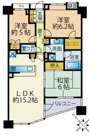 小石川ザ・レジデンスイーストスクエア(3LDK/3階)の間取り写真