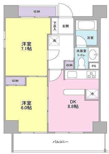 プロスペクト西巣鴨(2DK/12階)の間取り写真