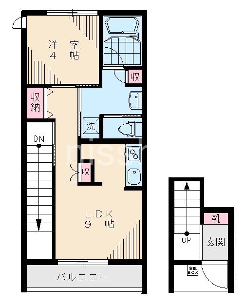 家政ハイツ八番館(1LDK/2階)の間取り写真