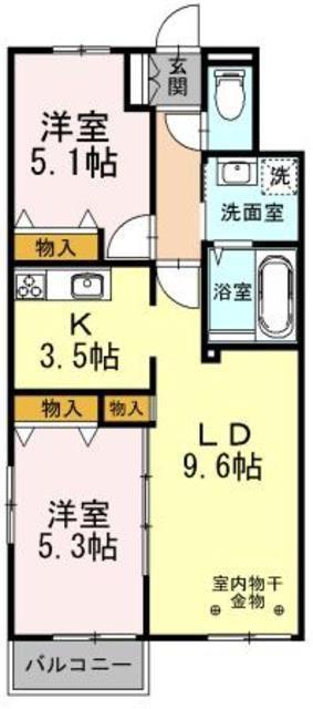サンハイツ11(2LDK/1階)の間取り写真