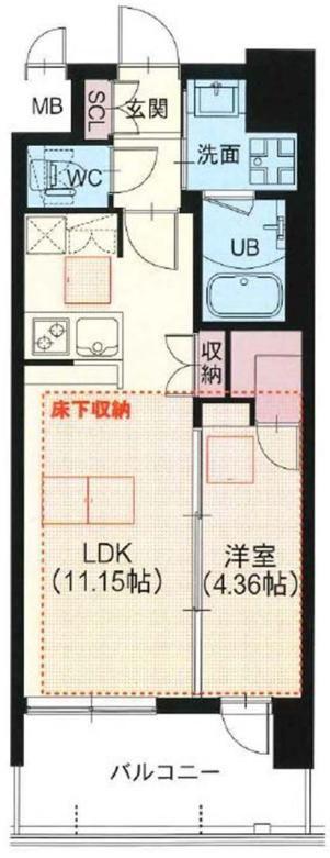 スプランディッド江東住吉(1LDK/12階)の間取り写真