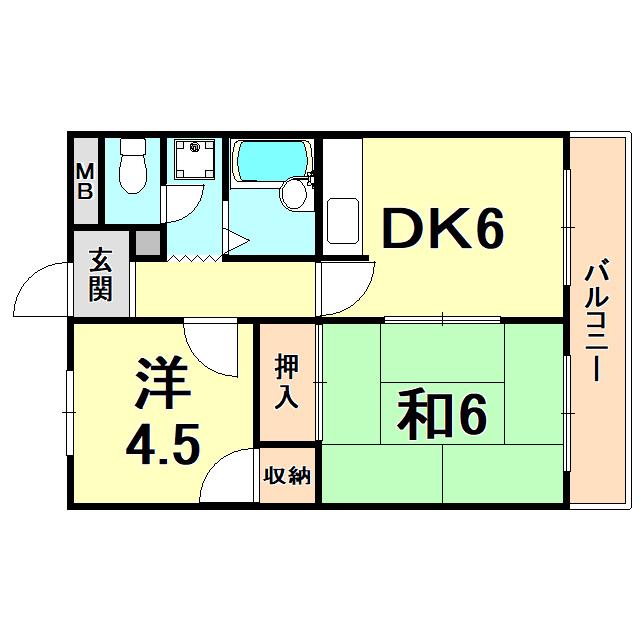 レークヒルⅠ(2DK/5階)の間取り写真